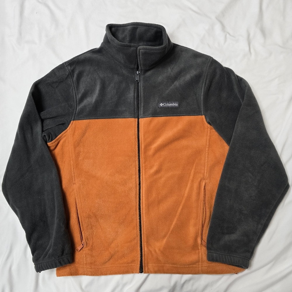 Columbia Orange Gray Full Zip Fleece Jacket Size M - Picture 3 of 4
